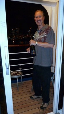 Opening the Champagne in Victoria Harbor