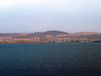 Looking at Egypt from the Port of Aqaba, Jordan