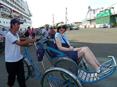 Leaving Port of Saigon in a Pedicab