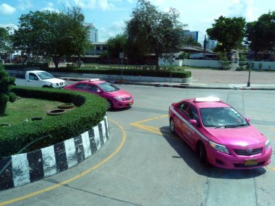 Hot Pink Taxis in Bangkok, Thailand