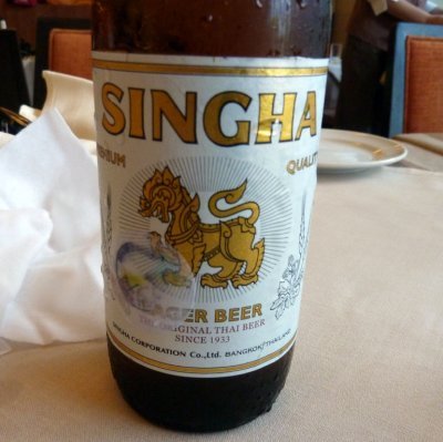 Sampling a Thai Beer with Lunch