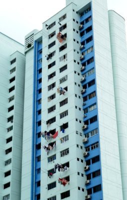 Hanging Clothes to Dry in Singapore High Rise Apartments