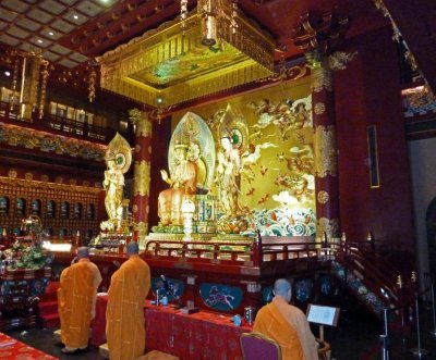 Monks in the Buddha Tooth Relic Temple