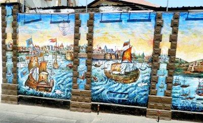Mural on the Wall at the Port of Mumbai, India