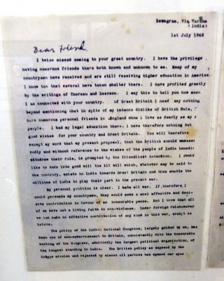 Gandhi's Letter to Roosevelt