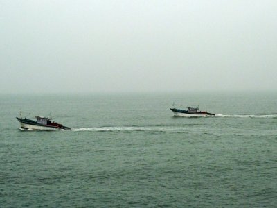 Boats off the Coast of Cochin, India