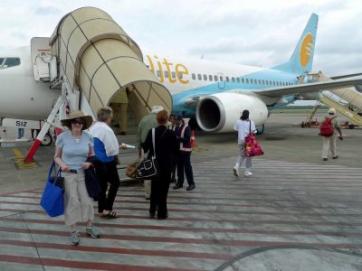 Boarding a Charter Flight to Agra, India