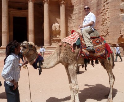 Bill on a Camel in Petra, Jordan