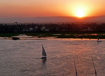 Watching the Sunset on the Nile River from Our Hotel Balcony