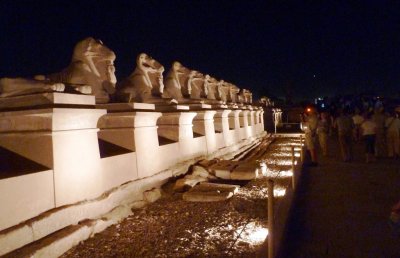 Leaving Karnak via the Avenue of the Ram-headed Sphinxes