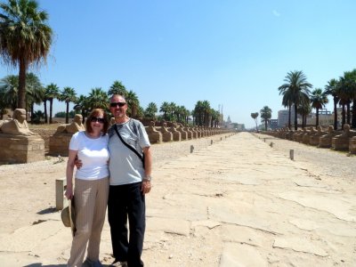 Susan & Bill on the Avenue of Sphinxes at the Luxor Temple