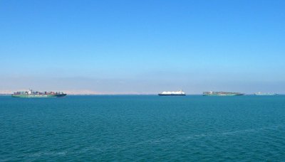 Ships Anchored in the Suez Canal