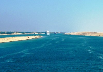Going from Great Bitter Lake into Narrower Part of Suez Canal