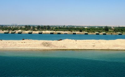 Military Pontoons Along the Suez Canal