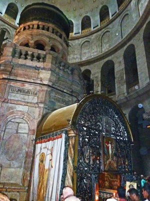 The Edicule (Chapel) serves as an Entrance into the Holy Sepulcer Where Jesus was Buried