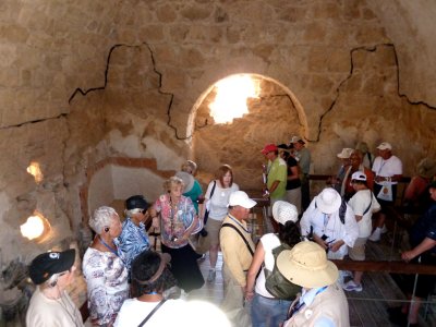 Inside the 'calderium' (Hot Room) in Herod's Roman Baths