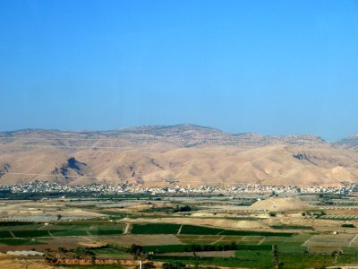 Looking from Israel across the Jordan River Valley at Jordan