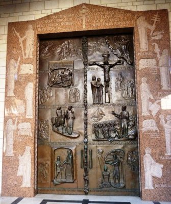 Front Door of the Church of the Annunciation in Nazareth Depicts Major Events in Jesus' Life
