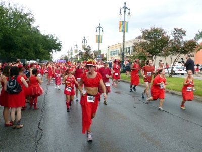 There are About 50-75 Red Dress 'Runners'