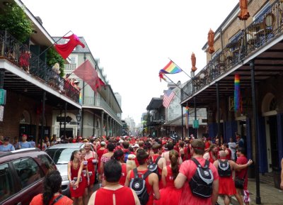 A Sea of Red on Bourbon Street