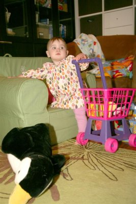 Nestling into her new chair