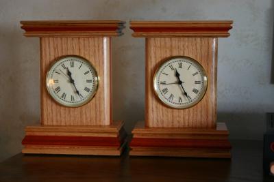 Oak  / padauk clocks