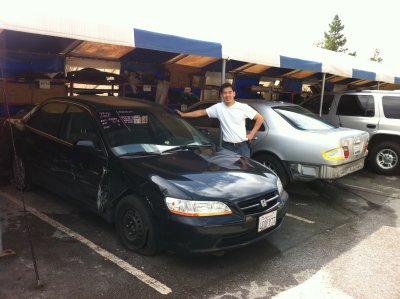 Last picture of me and my trusty old Accord @ body shop after stereo pulled out. RIP!
