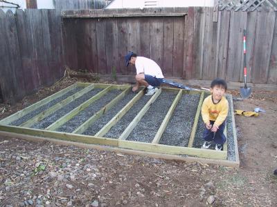 Floor joists go down.