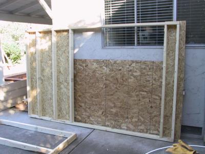 Completed door wall - walls were built flat then erected.