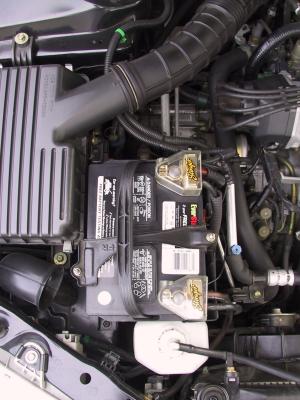 Closer shot of battery connections.