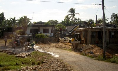 A few houses were being built