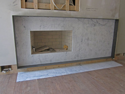 Day 259 - Marble Fireplace Surround And Hearth Installed