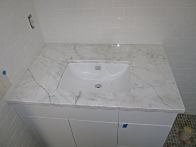 Day 259 - Upstairs Bath Vanity And Sink Installed Statuary Marble 