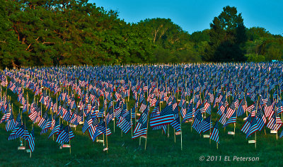 9/11 tribute in Omaha, NE receiving a new day's sun.