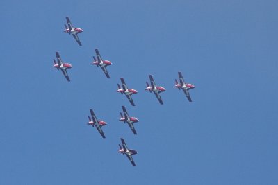 Canadian Snowbirds in Canada Goose Formation