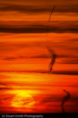 Jet contrail through a sunset -2267