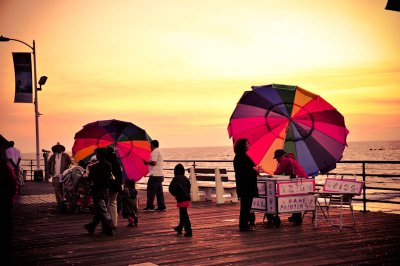 Santa Monica pier at sunset