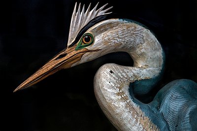 Old hand carved Great Blue Heron 