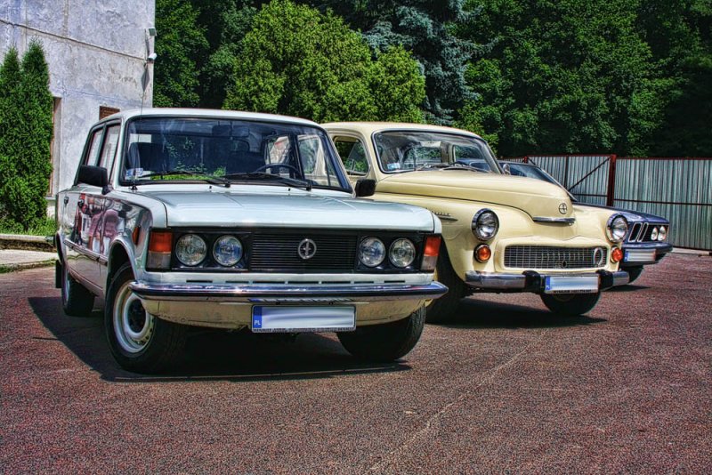 Mini meet with classic cars