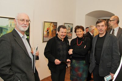 Visitors during the vernissage of painting exhibition - portraits