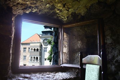Restaurant's window with view on Castle