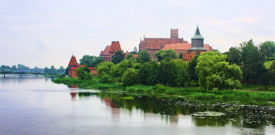 Malbork Castle - view on castle from across the River Nogat