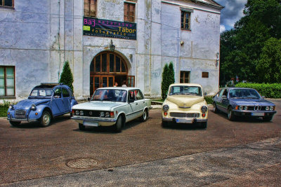 Mini meet with classic cars