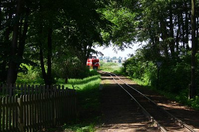 Train approaching into a station