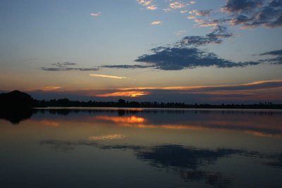 Summer sunset at Biskupin's lake