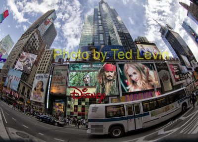 A fisheye view of Times Square