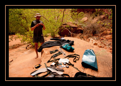 Drying Our Gear Out in Neon Canyon