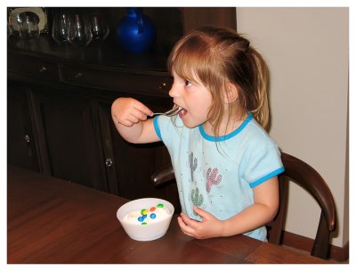 Tasting the ice cream she made