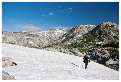 Steve and Norah crossing a small snow field