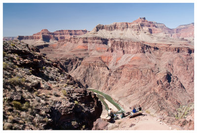 Hikers pick a break spot with a terrific view